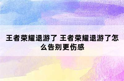 王者荣耀退游了 王者荣耀退游了怎么告别更伤感